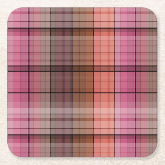 Bruine tartan kartonnen onderzetters (Voorkant)
