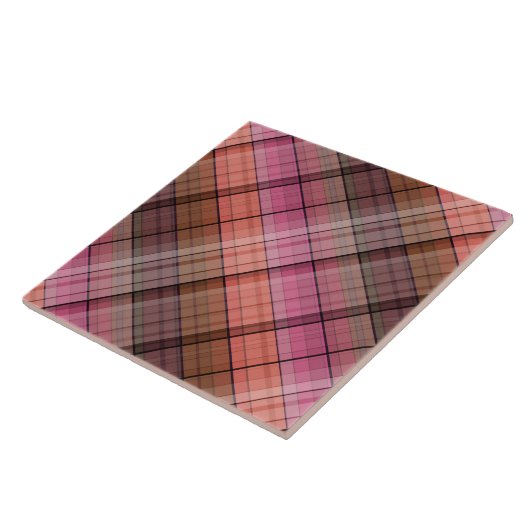 Bruine tartan tegeltje (Zijkant)