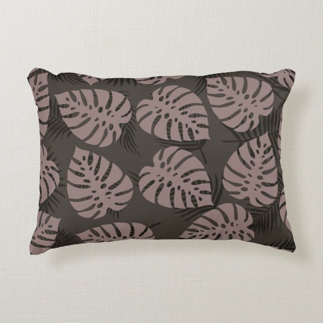 Bruine taupe blad decoratieve kussen (Voorkant)