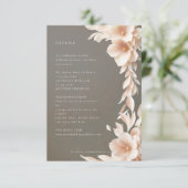 Bruine taupe perzik roze bloemen details kaart (Staand voorkant)