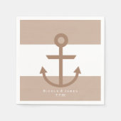 Bruine Taupe & Wit Gestreepte Ankerservetten Servetten (Voorkant)