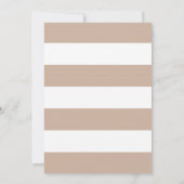 Bruine Taupe & Wit Gestreepte Ankeruitnodigingen Kaart (Achterkant)