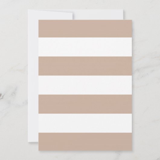 Bruine Taupe & Wit Gestreepte Ankeruitnodigingen Kaart (Achterkant)