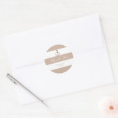 Bruine Taupe & Witte Gestreepte Ankerstickers Ronde Sticker (Envelop)
