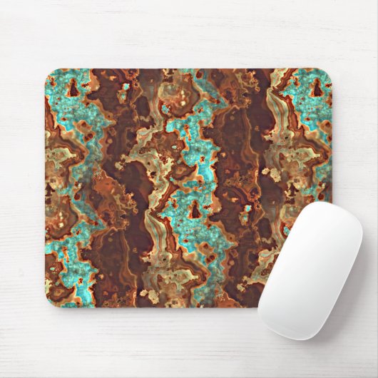 Bruine Teal Turquoise Groene Geode Marmeren Kunst Muismat (Met muis)