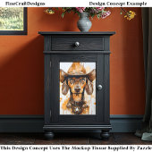 Bruine Teckel Cowboy Sheriff Dog DP1 Decoupage Tissuepapier