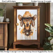 Bruine Teckel Cowboy Sheriff Dog DP1 Decoupage Tissuepapier