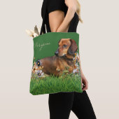 Bruine teckel Hond Gepersonaliseerde Canvas tas (Dichtbij)