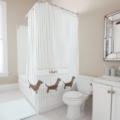 Bruine Teckels op Beige Strepen Custom Name Douchegordijn (In situ)