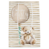 Bruine Teddy Bear Baby shower Gift Bag Medium Cadeauzakje (Achterkant)