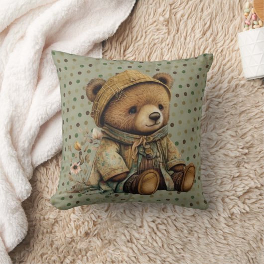  bruine Teddy Bear en Polkadots Kussen (Deken)