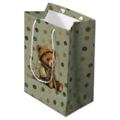 bruine Teddy Bear en Polkadots Medium Cadeauzakje (Voorkant Gekanteld)