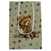 bruine Teddy Bear en Polkadots Medium Cadeauzakje (Achterkant)