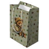 bruine Teddy Bear en Polkadots Medium Cadeauzakje (Achterkant Gekanteld)