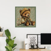  bruine Teddy Bear en Polkadots Poster (Thuiskantoor)