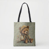 bruine Teddy Bear en Polkadots Tote Bag (Voorkant)