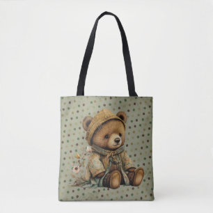  bruine Teddy Bear en Polkadots Tote Bag