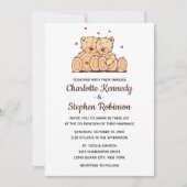 Bruine Teddy Bear Love Wedding Cartoon Beren Kaart (Voorkant)