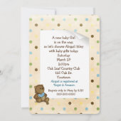 Bruine Teddy bears op poka Dots Baby shower Kaart (Achterkant)