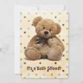 Bruine Teddy bears op poka Dots Baby shower Kaart (Voorkant)