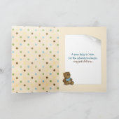 Bruine Teddy bears op poka Dots New Baby Kaart (Binnen)
