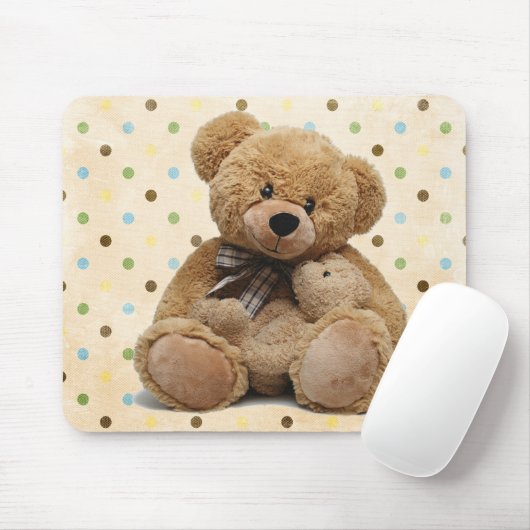 Bruine Teddy bears op pokadots Muismat (Met muis)