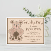 Bruine teddybear Baby shower Birthday Party Kaart (Staand voorkant)
