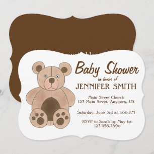 Bruine teddybear Baby shower Birthday Party Kaart