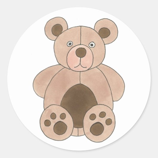 Bruine teddybear Baby shower Birthday Party Ronde Sticker (Voorkant)