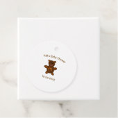 Bruine teddybeer baby shower naam toevoegen datum  bedankjes labels (In situ)