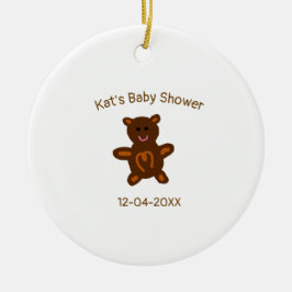 Bruine teddybeer baby shower naam toevoegen datum  keramisch ornament