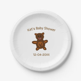 Bruine teddybeer baby shower naam toevoegen datum  papieren bordje