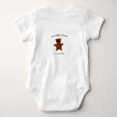 Bruine teddybeer baby shower naam toevoegen datum romper (Achterkant)