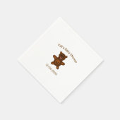 Bruine teddybeer baby shower naam toevoegen datum  servet (Hoek)