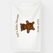 Bruine teddybeer baby shower naam toevoegen datum  spandoek (Verticaal)