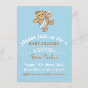 bruine teddybeer Baby shower uitnodiging Informatiekaartje