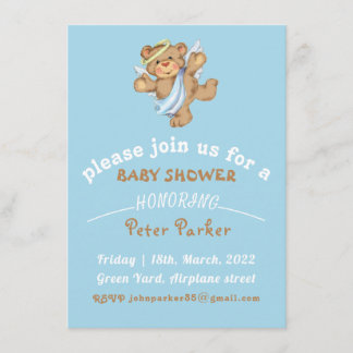 bruine teddybeer Baby shower uitnodiging Informatiekaartje