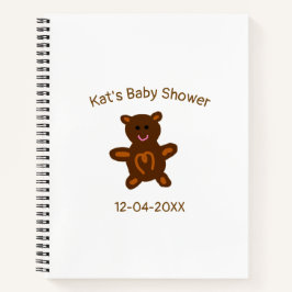 Bruine teddybeer babyshower inclusief naam datum e notitieboek