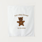 Bruine teddybeer babyshower inclusief naam datum e wandkleed (Voorkant)