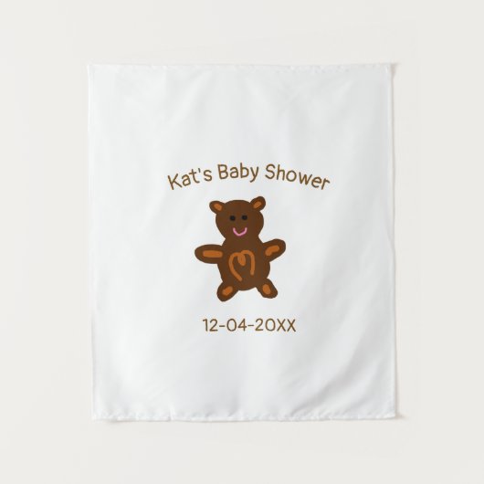 Bruine teddybeer babyshower inclusief naam datum e wandkleed (Voorkant)