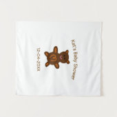 Bruine teddybeer babyshower inclusief naam datum e wandkleed (Voorkant (horizontaal))