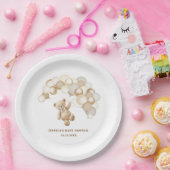 Bruine teddybeer babyshower papieren bordje (Feest)