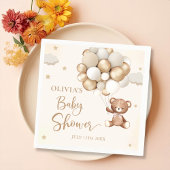 Bruine teddybeer ballon Baby shower servetten