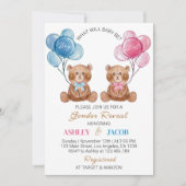 Bruine teddybeer ballon Geslacht onthullen uitnodi Kaart (Voorkant)