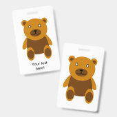 Bruine teddybeer clipart badge (Voor- en achterkant)