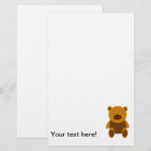 Bruine teddybeer clipart briefpapier (Voorkant / Achterkant)