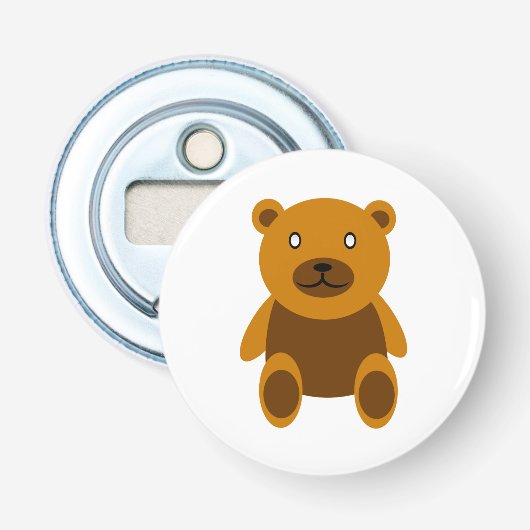 Bruine teddybeer clipart button flesopener (Voorkant)