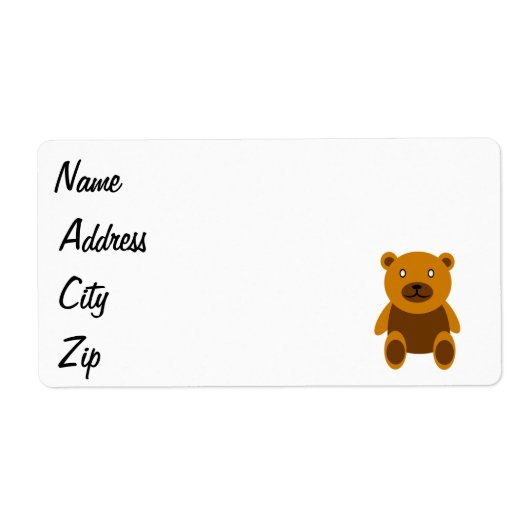 Bruine teddybeer clipart etiket (Voorkant)