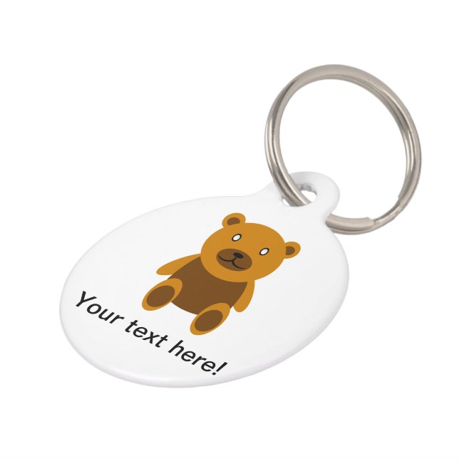 Bruine teddybeer clipart huisdierpenning (Zijkant)