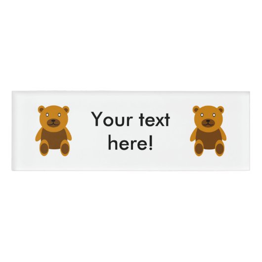 Bruine teddybeer clipart naambadge (Voorkant)
